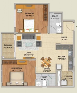 Adarsh Pinecourt Floor Plan - 1186 sq.ft. 