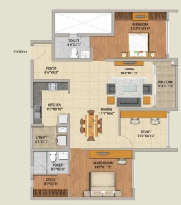 Adarsh Pinecourt Floor Plan - 1506 sq.ft. 