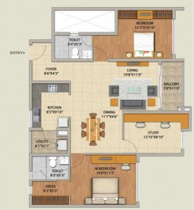 Adarsh Pinecourt Floor Plan - 1529 sq.ft. 