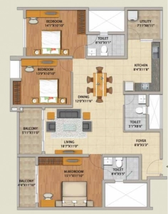 Adarsh Pinecourt Floor Plan - 1739 sq.ft. 