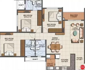 Sumadhura Eden Gardens Floor Plan - 1498 sq.ft. 