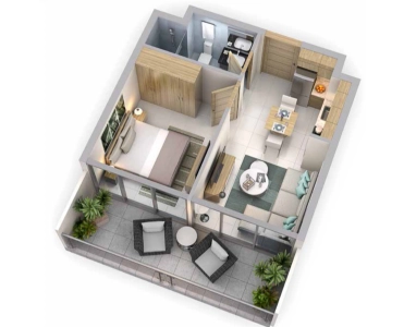 Damac Reva Residence Floor Plan - 464 sq.ft. 