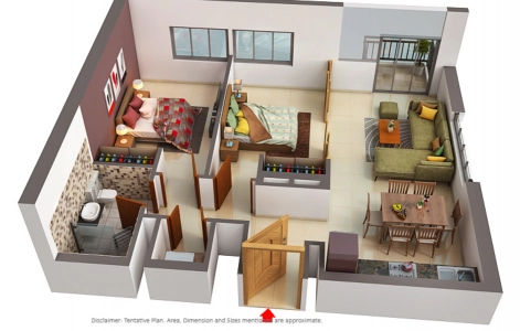 Emaar Hills Park Floor Plan - 994 sq.ft. 