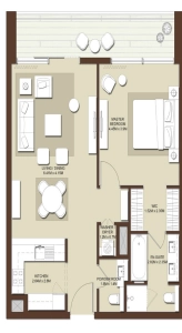 emaar mulberry Floor Plan - 975 sq.ft. 