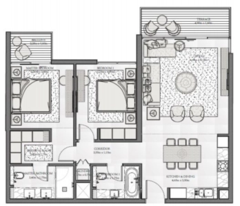 Emaar Seashore Floor Plan - 1160 sq.ft. 