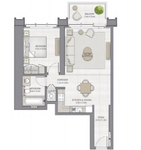 Emaar The Grand Floor Plan - 904 sq.ft. 