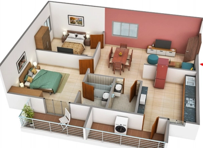 Vasavi lake city Floor Plan - 1270 sq.ft. 