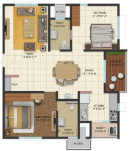 Cyber city oriana Floor Plan - 1250 sq.ft. 