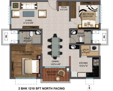 Cybercity marina skies Floor Plan - 1210 sq.ft. 