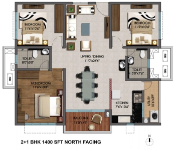 Cybercity marina skies Floor Plan - 1400 sq.ft. 