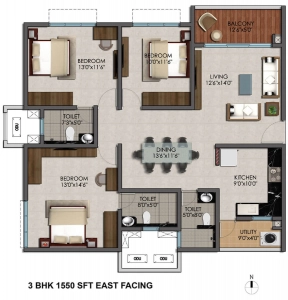 Cybercity marina skies Floor Plan - 1550 sq.ft. 