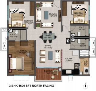 Cybercity marina skies Floor Plan - 1600 sq.ft. 