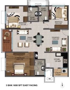 Cybercity marina skies Floor Plan - 1650 sq.ft. 