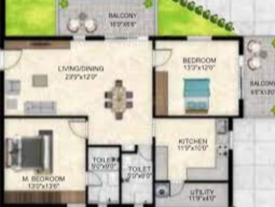 Anvita Ivana Floor Plan - 1237 sq.ft. 