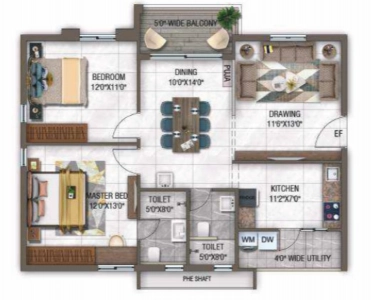 GHR Callisto Floor Plan - 1195 sq.ft. 