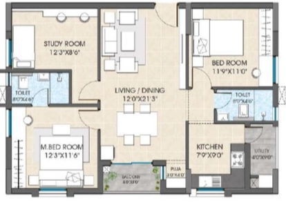 Hallmark Vesta Floor Plan - 1306 sq.ft. 