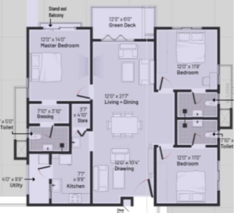 INDIS Viva City Floor Plan - 1955 sq.ft. 