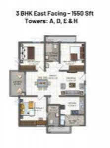 Rajapushpa imperia Floor Plan - 1302 sq.ft. 